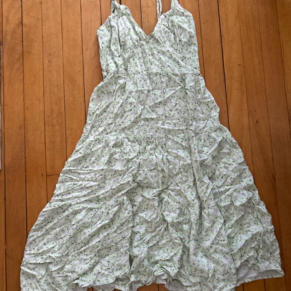 Wild Fable Light Green Floral Midi Dress - Picture 2 of 5